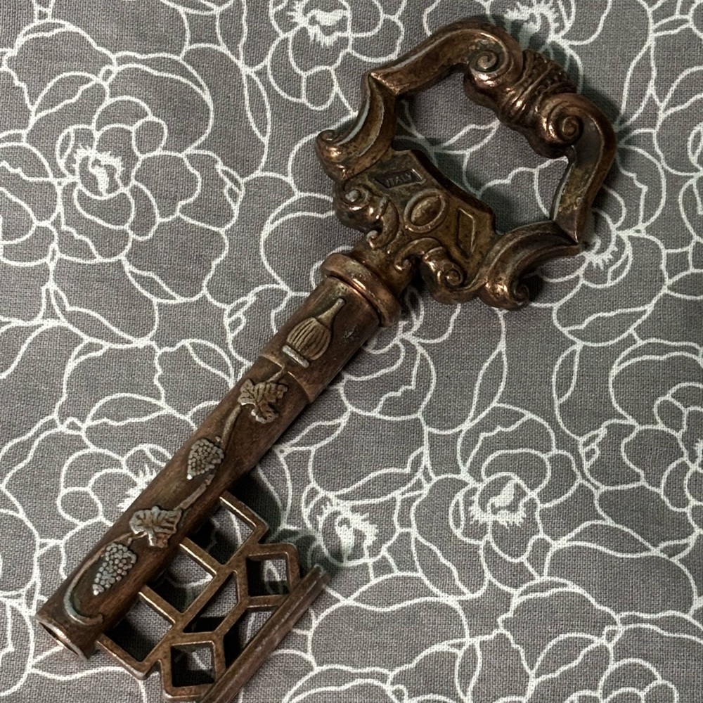 Vintage Ornate Bronze Wine Bottle Opener